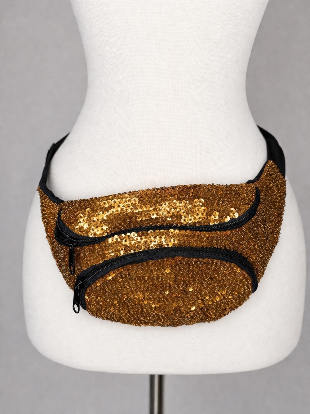Gold Sequin Fanny Pack Belt Bag Festival Rave Sparkle Waist Bag
